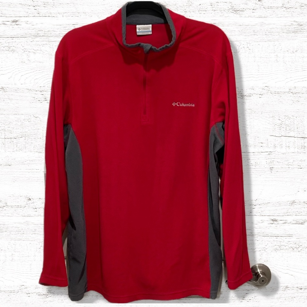 Columbia Men’s Red 1/4 Zip Pullover Fleece Jacket Size XL